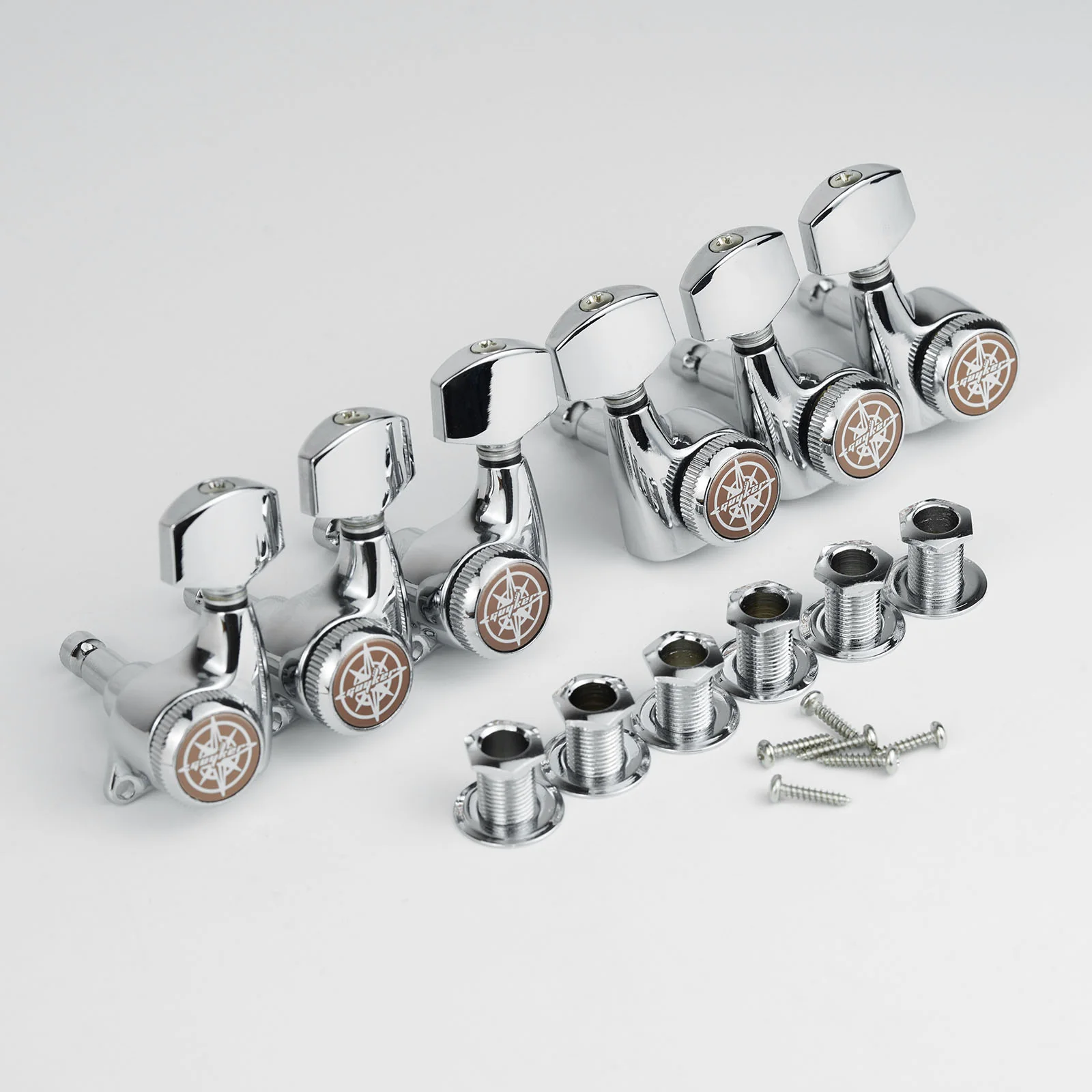 Guyker GK-501D7SP chrome locking guitar tuners with bushings and mounting screws