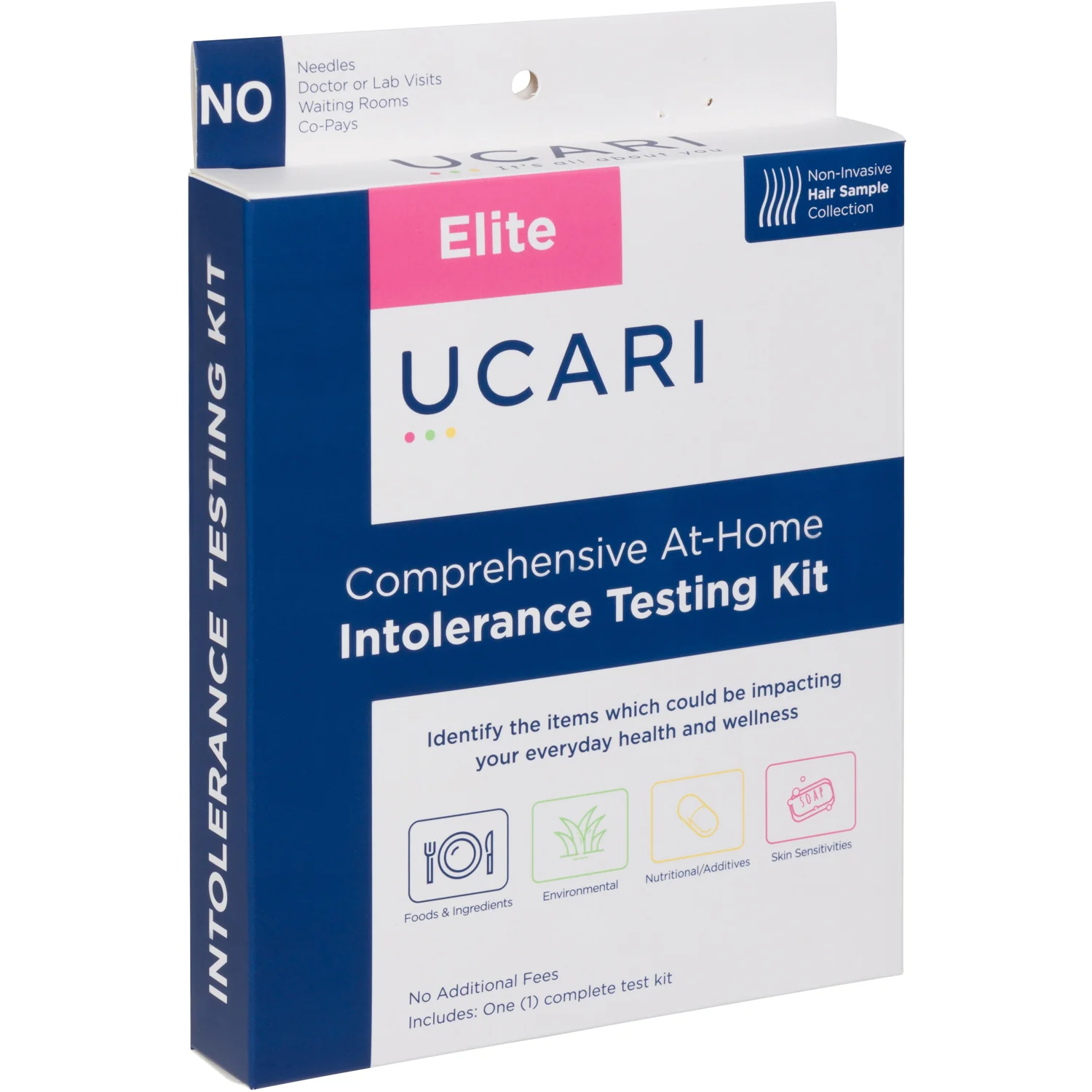 UCARI Elite Comprehensive At-Home Intolerance Testing Kit box, side view